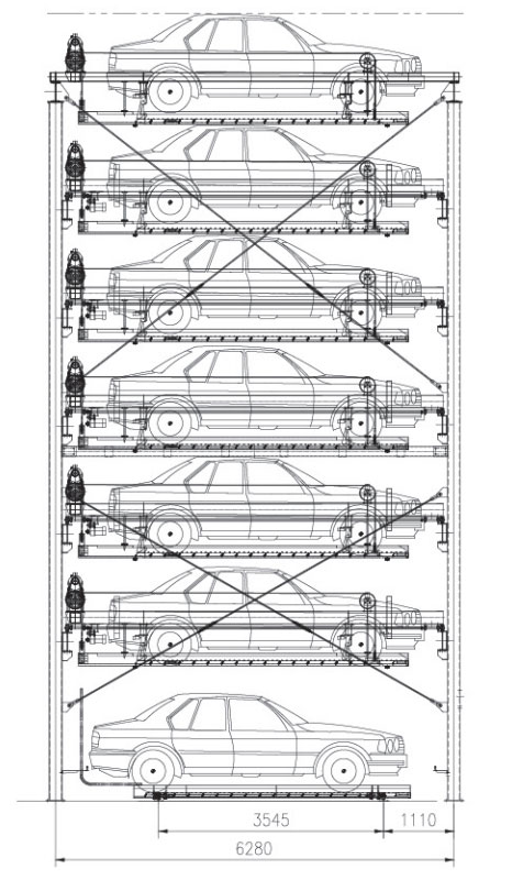 psh型7层升降横移停车设备